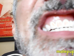 The giant daddy Richard Lennox is so disgusting with nuts stuck on his teeth