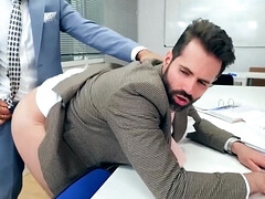 Bearded lad with a great ass fucked by his hung boss
