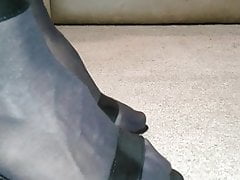 Black nylons red toes