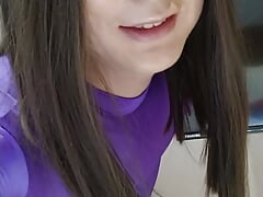 Japanese amateur crossdresses masturbate purple morphsuit
