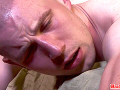 Masturbating european boy facialized and drilled