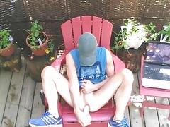 Outdoor masturbation with a fake weiner