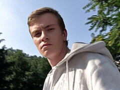 Amateur blonde with a hairy hole takes a huge facial