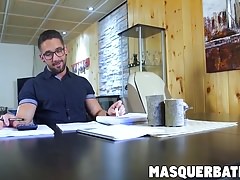 Big cock professor Zack does solo masturbation at home