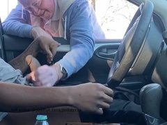granddad offers a helping arm while cruising