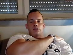 Hot Shaved Muscle Hunk Stroking His Huge Cock