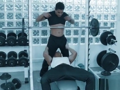 Latino and black gays interracial fucking at the gym