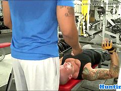 Pulled sport jock butt-banged at the gym