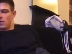 Super-Cute fellow jacks his large man rod off