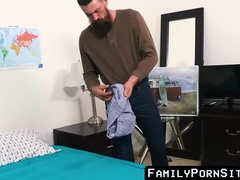 FamilyPornSite.com - Big beard daddy's thick dick in stepson's eager ass