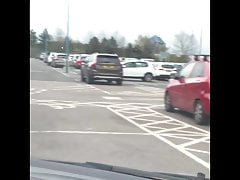 Horny carpark wank in tights pantyhose panties heels boots