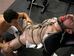 Insolent gay lovers share their first bondage porn play