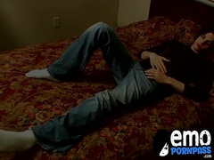 Skinny young twinkie facializes himself after a good wank