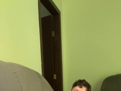 Twunk showcasing everything on the sofa