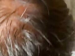 Sucking a cock blindfolded and tied up hands on my back
