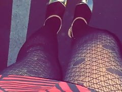Showing off new heels, tights, and a little more..