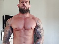 OF - Gareth Hulin tattooed muscle bodybuilder showing off