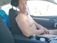 Buff exhibitionist Sun Jerk gets off while driving naked