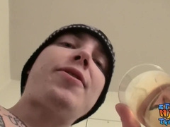 Inked gay-for-pay thug Blinx plays with himself and pees