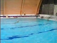 four hunks jerking and fucking at swimming pool