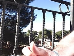 Masterbate on public balcony