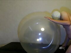 Fucking an clear ballon and blow up a small balloon