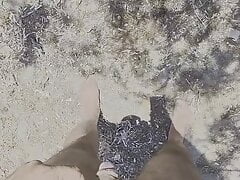 Piss on the nudist beach