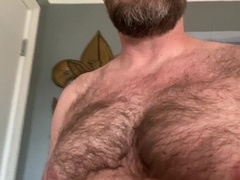 Fur Covered Dad Takes Off and Masturbates Off after work