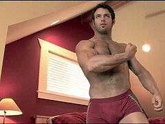 warm fur covered muscle man jerking his gorgeous cock