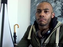 Muscular young latino barebacked and fed cum for dinero POV