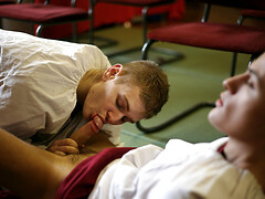 Anal sex with condom for choir boys Shaun Mann and Skylar Blu