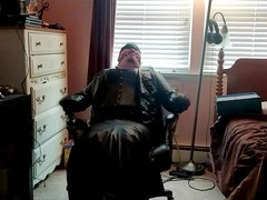 Crossdresser gets tied up on the stool for some BDSM fun