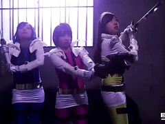 Cute teen Japanese power rangers gets fucked by the villains