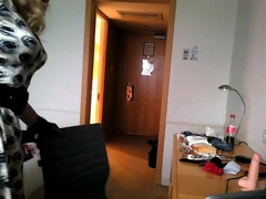 Daniella in satin and the butt plug 4