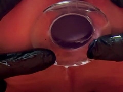 Ramming 75mm glass butt-plug close up