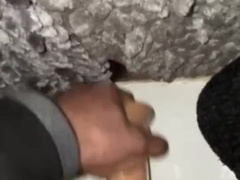 Sissy in cell rails faux-cock