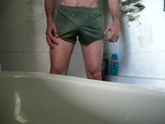 Make Water in cum stained USMC PT shorts