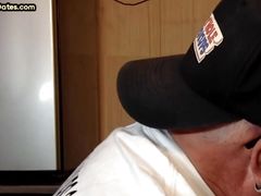 Gloryhole stud loves sucking hard cock while stroking it