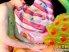 Latino twink Antonio fed cock by Grayson before bareback