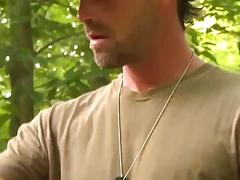 Soldiers give gay forest fuck handling their heavy equipment