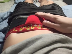 Stroking off a boner