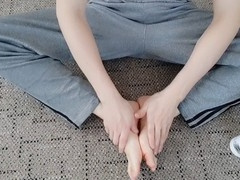 I give my skinny feet an oily rubdown