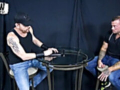 eyes covered jock face poked by tatted muscle boy