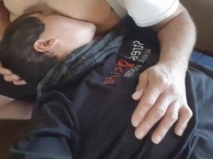 Old man, kissing, obese