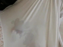 Nylon Slip Wank & Cum - Vintage Crossdresser Webcam Solo