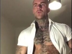 Fantastic Tattooed Fellow Faps Off Immense Prick & Shoots A Load