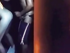 Outside having a cock in his ass.