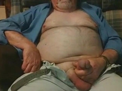 Hairy Grandpa Bear Strokes His Big Cock