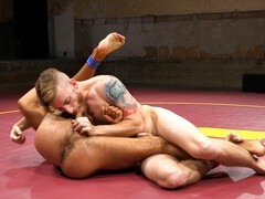 Interracial wrestling with lots of facefucking and anal