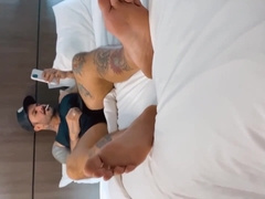 Stroking and showcasing arse